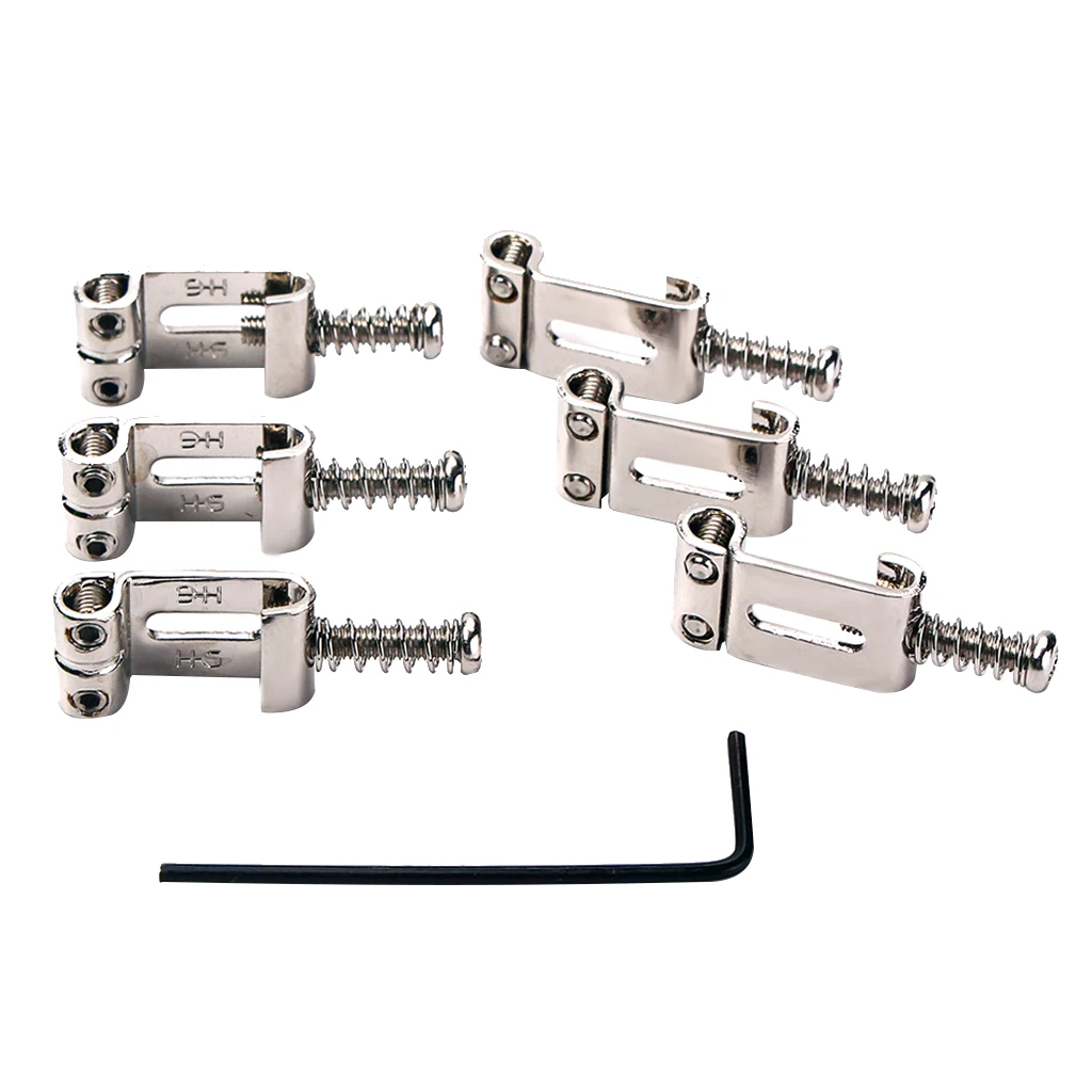 Professional Chrome Plated 6pcs Saddle Bridge For Telecaster Electric Guitar W/ L Wrench Musical Instruments Guitar Parts Access