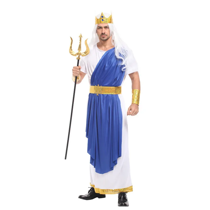 Мужская греческая мифология Нептун Посейдон Косплей Хэллоуин Король всех богов Зевс костюм карнавальный маскарадный сценический костюм