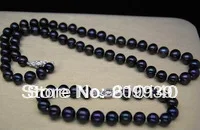 

002260 A SET OF SOUTH SEA 9-10MM BLACK PEARL NECKLACE BRACELET