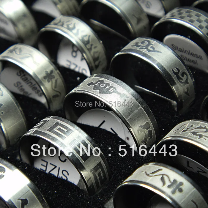 

100pcs Wholesale Jewelry Lots Mix Style Stainless Stee Womens Mens Rings A-336