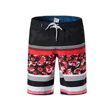 Board Shorts Men Swimwear Striped Beach Surf Bermudas Swimming Trunks Male Liner Bathing Suits Drawstring Quick Dry Shorts