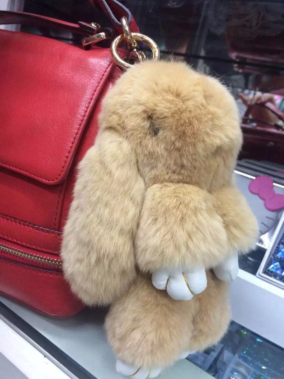 fluffy bunny bag charm