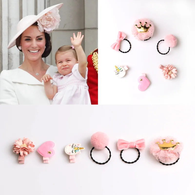 

6pcs/lot New England Style Baby Girls Hairpins Hair Ropes Set Handmade Little Princess Hair Clips Barrettes Kids Headwrap