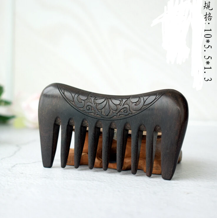 

HBZGTLAD Pocket Wooden Comb Natural Gold Sandalwood Super Wide Tooth Wood Combs Double side engraved small hair combs
