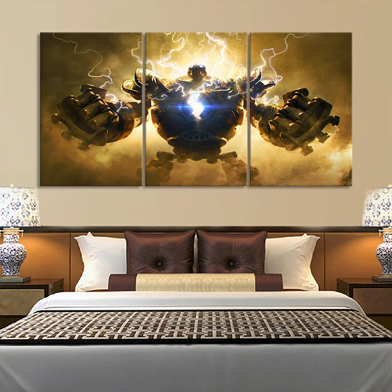 

3 Piece League of Legends The Great Steam Golem Blitzcrank Game Poster Wall Sticker For Room Decor Wall Art Picture Nice Gift