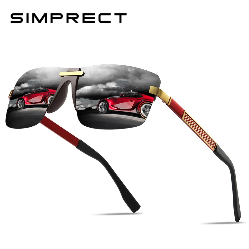 

SIMPRECT Square Polarized Sunglasses Men UV400 High Quality Metal Driving Sun Glasses 2019 Fashion Brand Designer Women Lunette
