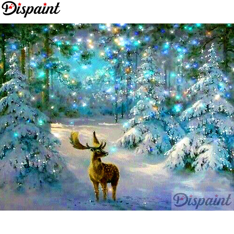 Картина с квадратными/круглыми стразами Dispaint 5D &quotЖивотные олени&quot вышивка