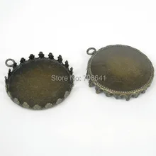 Заготовки круглые оправа в форме короны зарядного устройства с подвеска петли Настройки полимерные кабошоны баз бижутерия своими руками делая античный бронзовый тон