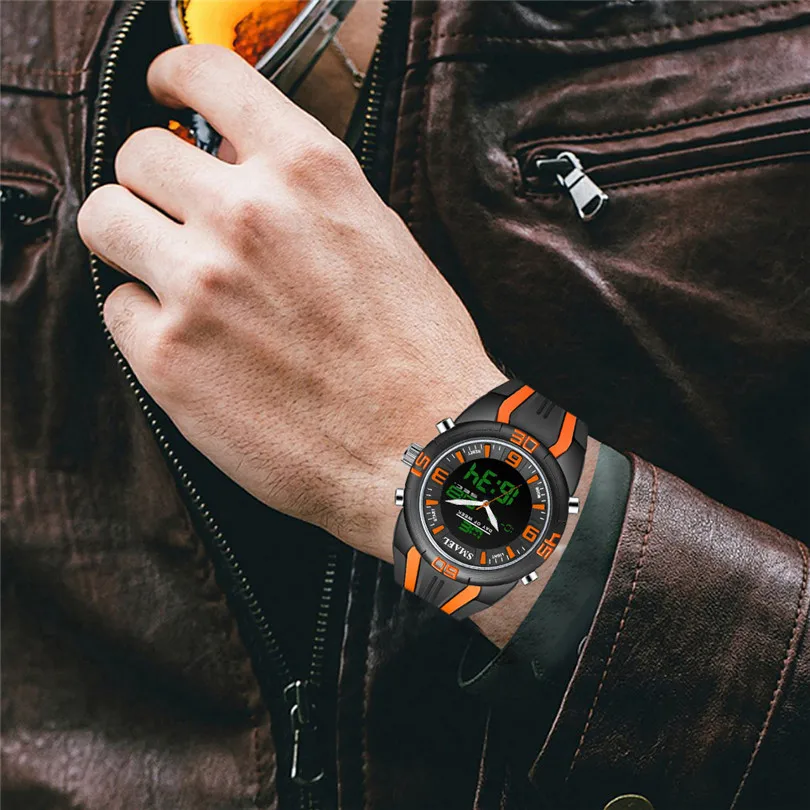 SMAEL Men's Watches Dual Time Camouflage Sport Watch LED Digital Watch New Fashion Digital Quartz For Sport Man #4m19 (1)
