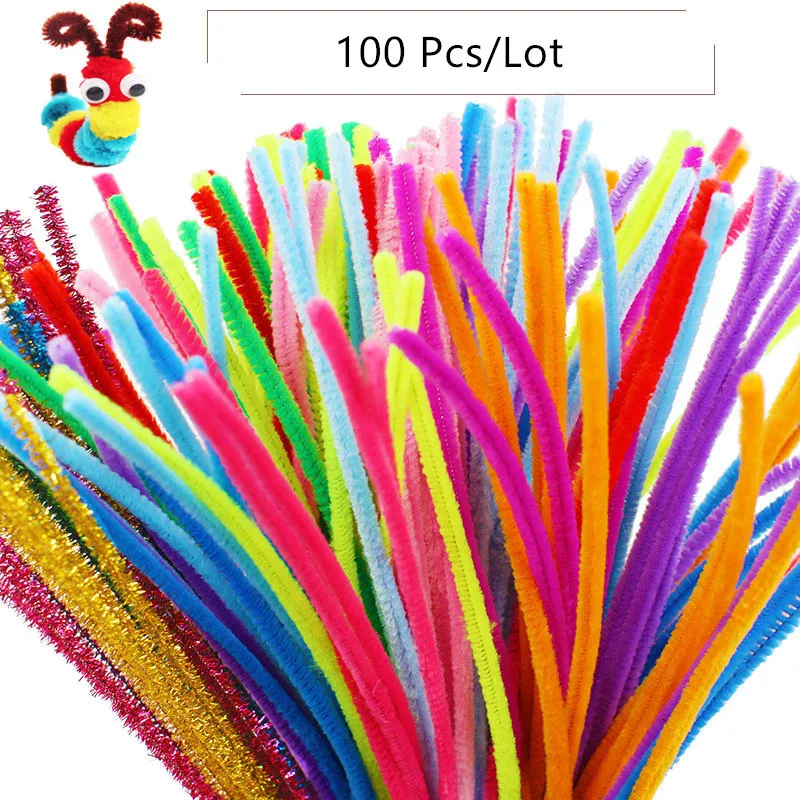 100 шт./компл. развивающие игрушки Монтессори материалы синель детские палочки пазл Красочные ремесло для чистки труб ручной работы игрушка "сделай сам" - Цвет: Random 100 pcs