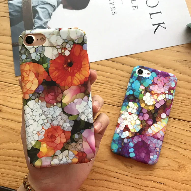 

2018 Flower Pattern Case for IPhone 6 6s Case Soft Silicone Floral Protect PC Hard Full Cover for IPhone 7 8 Plus X Phone Cases