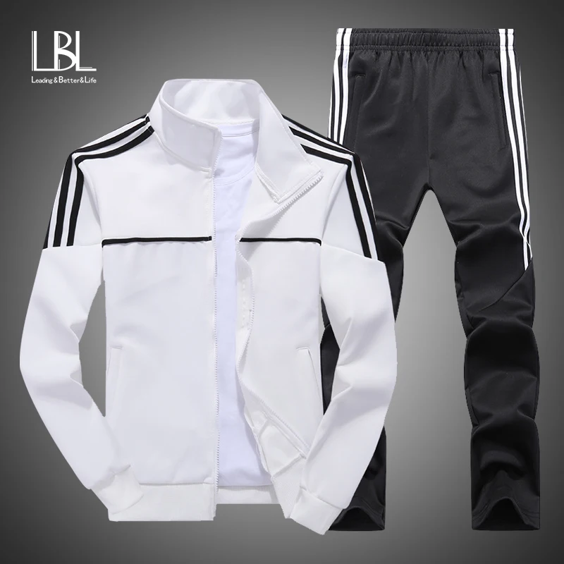 

New Men's Set Spring Autumn Man Sportswear 2 Piece Sets Sports Suit Sweatshirt+Pant Sweatsuit Male Tracksuit Plus Size L-4XL