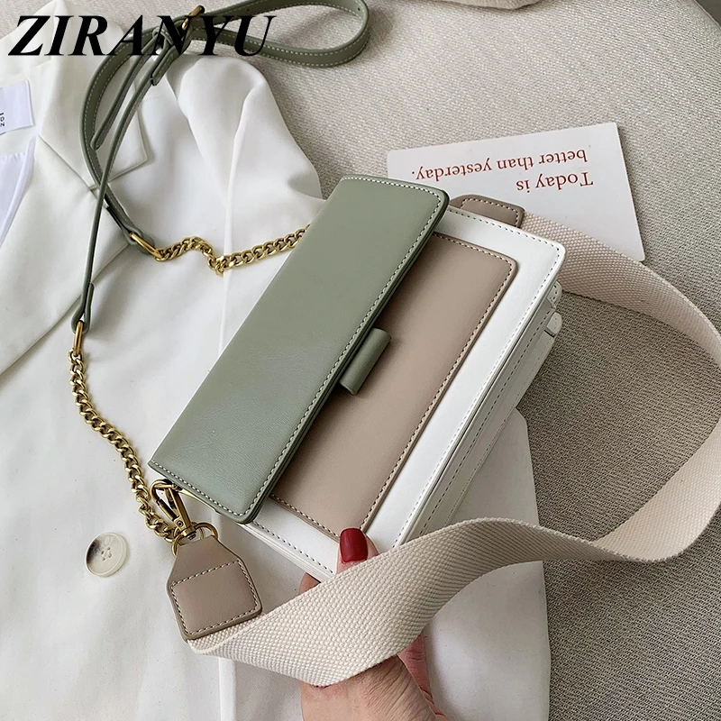 

Contrast color Leather Crossbody Bags For Women 2019 Travel Handbag Fashion Simple Shoulder Messenger Bag Ladies Cross Body Bag
