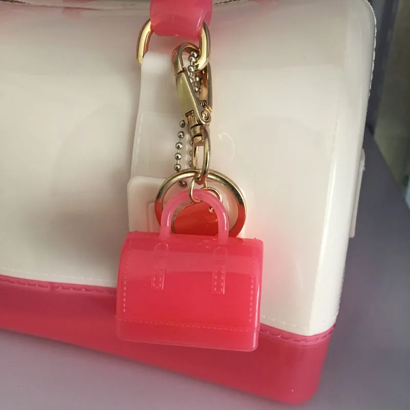 Маленькие Брелоки для ключей, подвески на сумку для ПВХ желе мешок 6 цветов