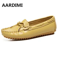 Top Quality spring loafers women genuine leather shoes slip on women flats shoes fashion solid flat