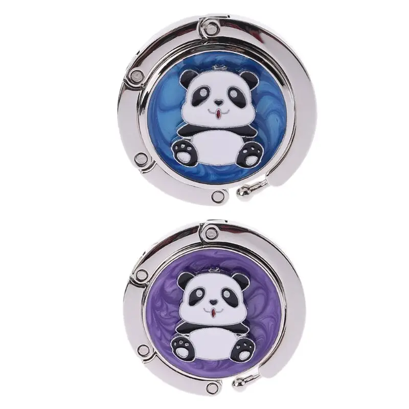 

Round Metal Folding Panda Table Handbag Tote Bag Purse Hook Hanger Holder Gift Keychain Home Use Multi-Purpose Hooks