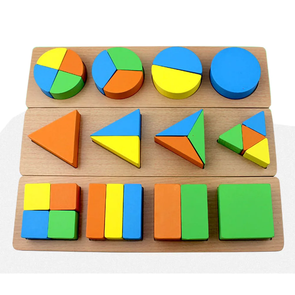 Wooden Geometric Shape Sorter Board Building Block Toy Bricks for 3