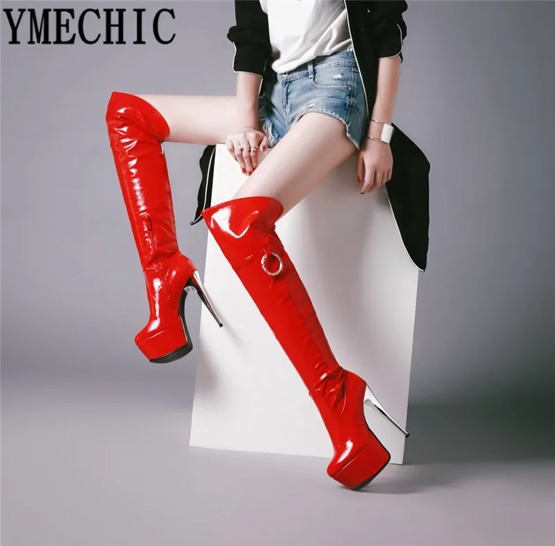Женские ботфорты с кристаллами YMECHIC модные круглые готические сапоги на