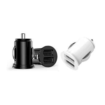 

Mini Dual USB Ports Car Charger Plug Socket 5V 2.1A Double 2 USB Port Car Chargers Charging Adapter for iPhone Samsung Xiaomi