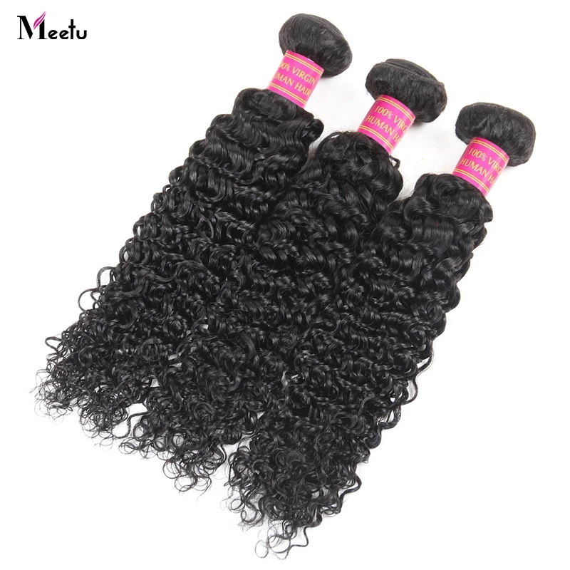 

Meetu Hair Bundles Peruvian Kinky Curly Weave Human Hair Bundles 100% Human Hair Extensions Natural Color Non Remy Hair Weave