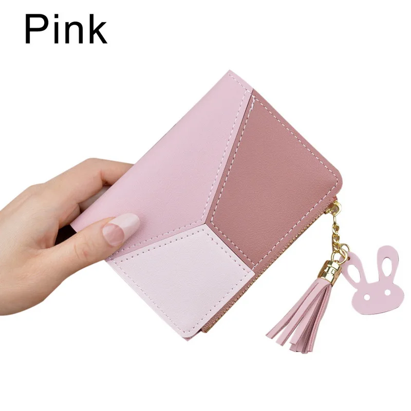 Oeak Wallet Short Women Wallets Zipper Purse Patchwork Fashion Panelled Wallets Trendy Coin Purse Card Holder Leather