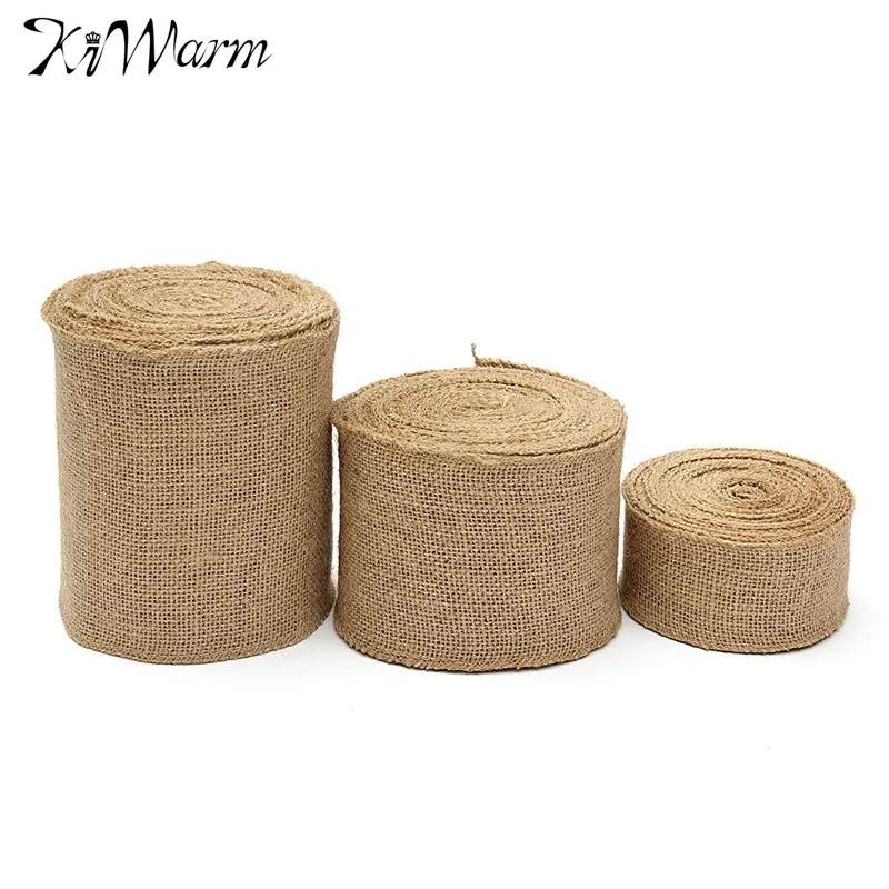 KiWarm 10 м винтажная джутовая ткань из мешковины с отделкой джутовая гессианская лента для стула Пояса Вечерние DIY Свадебный Рождественский Декор 4 размера