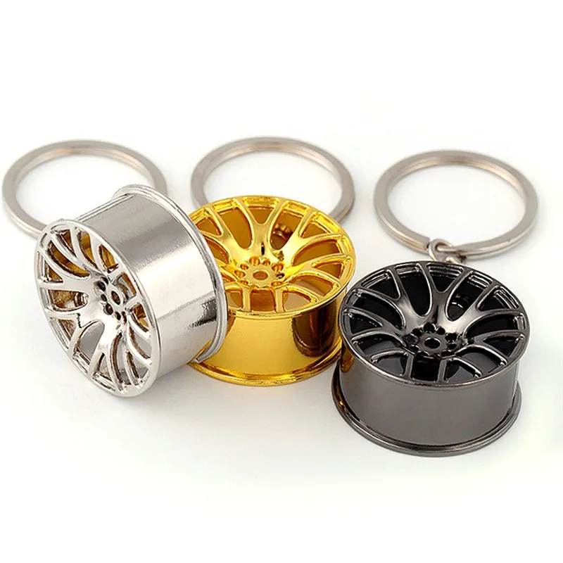 Ключи цепи творческий мини Ключи rring колесо Стайлинг Авто portachiavi колесо брелки Цвета: черный, золотистый, Серебристый Брелок