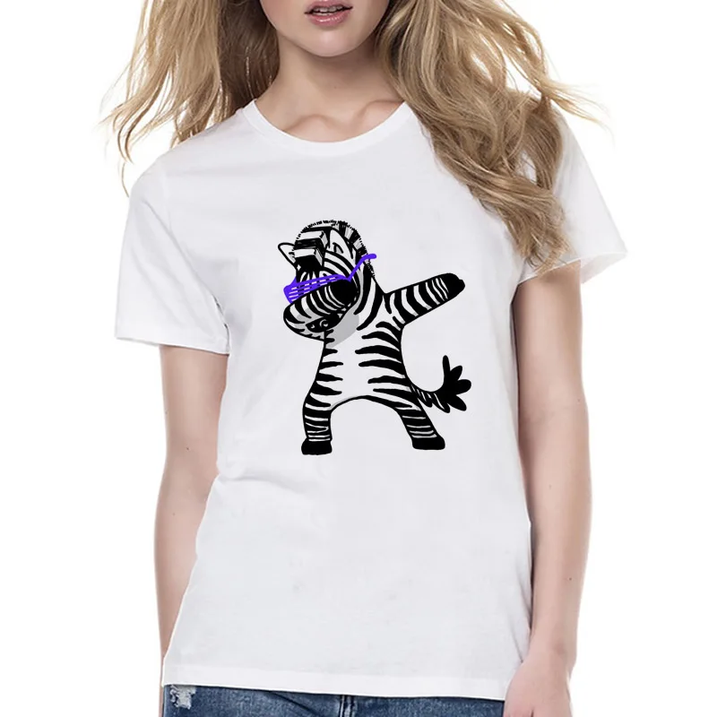 animal Zebra female t shirts kawaii Casual T shirt Women Slim T shirts