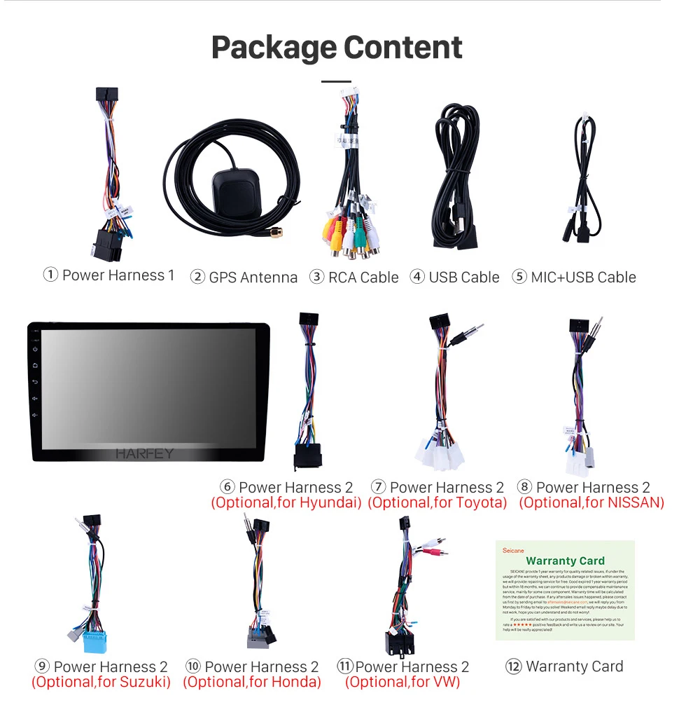 Clearance Harfey 1Din Universal GPS Auto Stereo 1Din Android 8.0/8.1 10 inch Car Radio Touchscreen Head Unit HD 1080P Multimedia Player 14