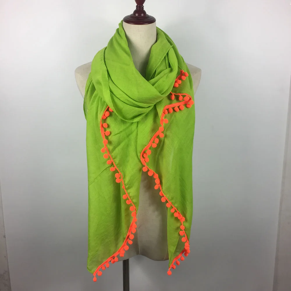 Новая мода хлопок вискоза плотная, шарфы женские с помпонами хиджаб - Цвет: As photo