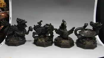 

Chinese myth copper bronze four animal White Tiger Suzaku basaltic dragon statue