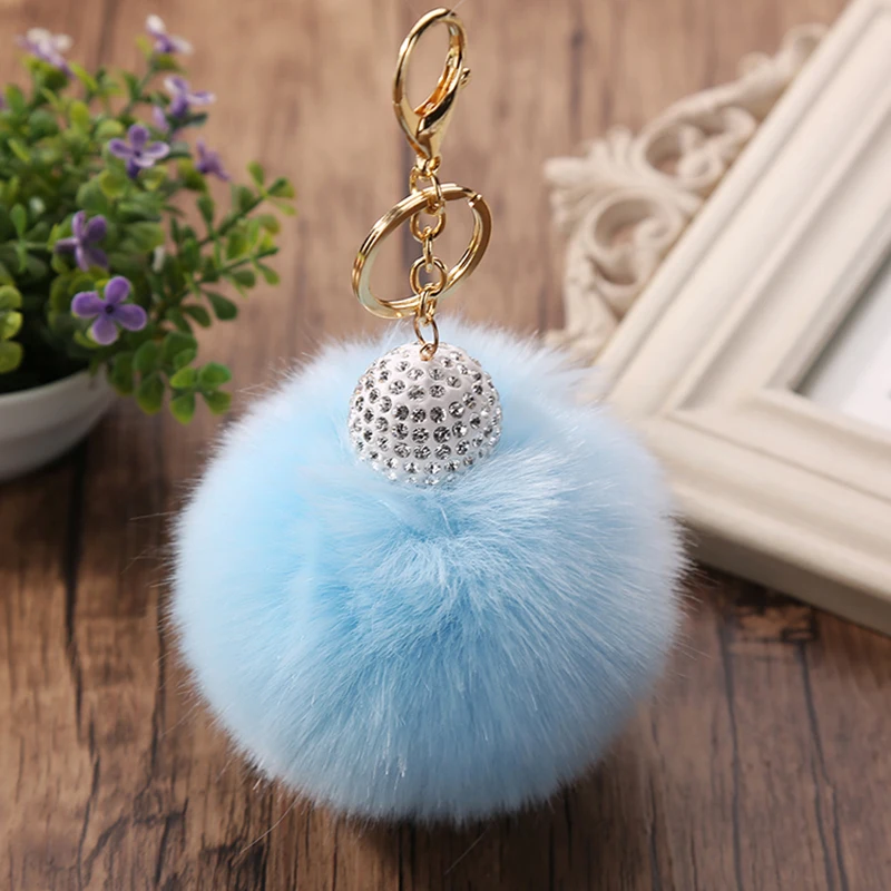 Porte Clef Pompom 15 цветов 10 см из лисиного меха брелок для сумки плюшевые автомобильный
