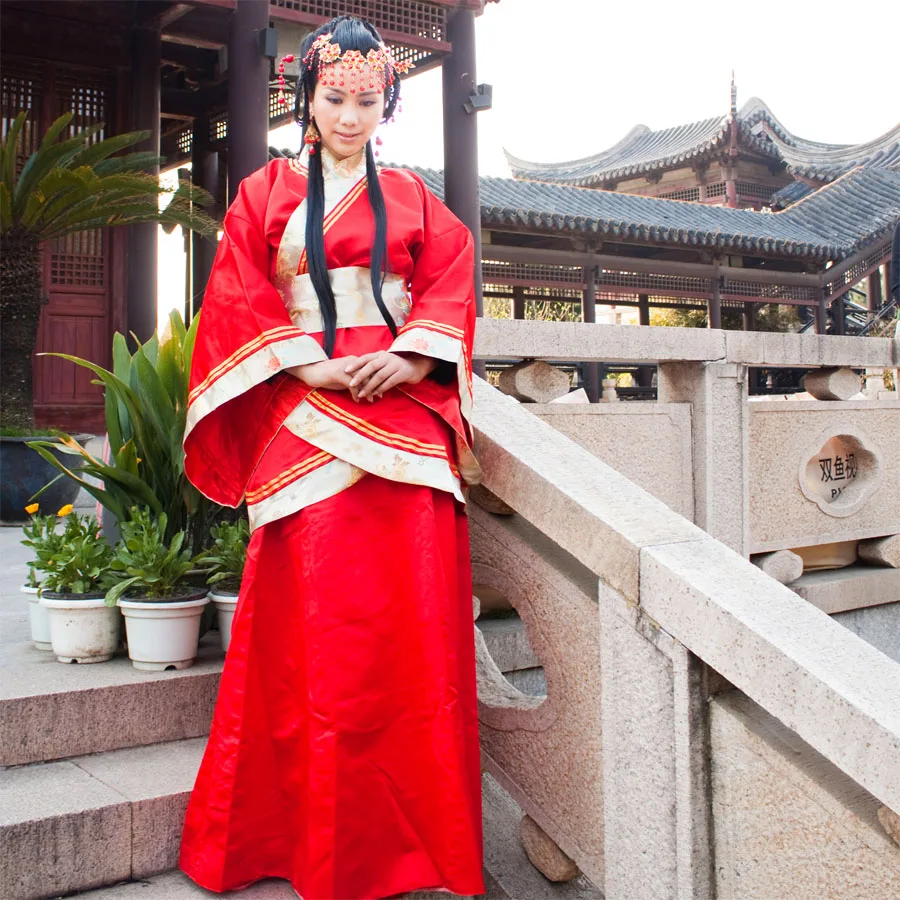 Новинка года древней китайской Костюмы костюм красный hanfu костюм любителей - Цвет: Women