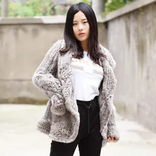 CX-G-A-35B новые стильные вязаные пальто с кроличьим мехом Модные женские Зимние Пальто меховое пальто