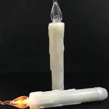 120 шт. светодиодный конусный аккумулятор работает беспламенная Свеча лампа окунутый воск мерцающий свет f/Свадебные Рождественские украшения для домашнего праздника 17 см(H)-янтарный