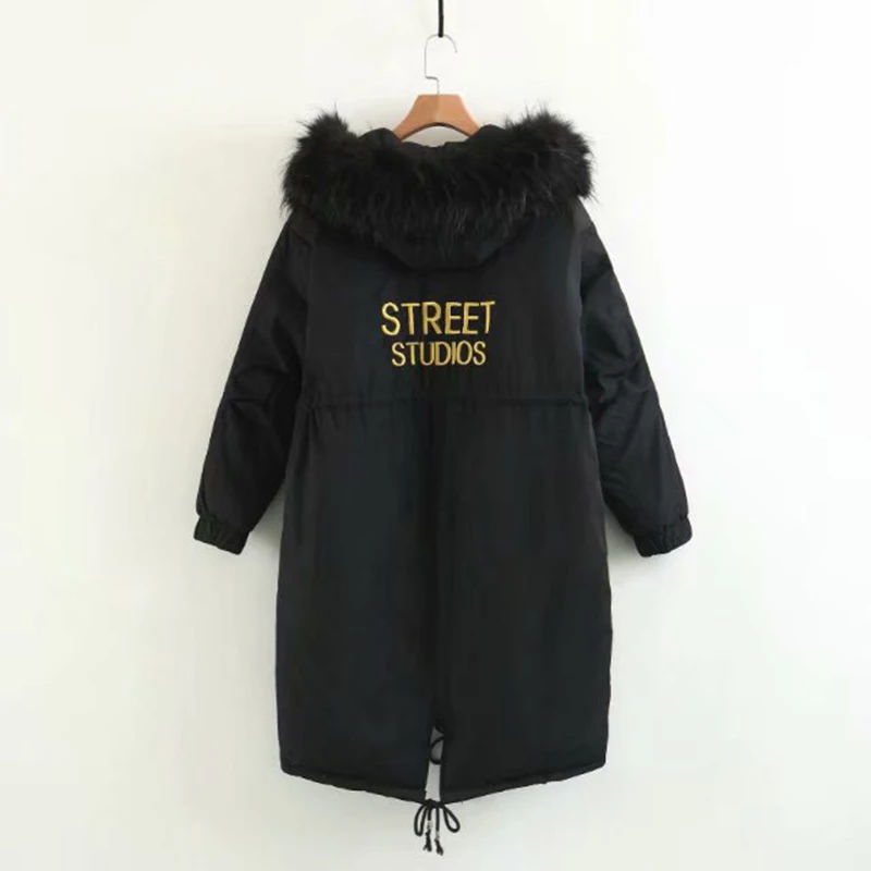 

2018 winter women hooded coat fur collar thicken warm long jacket female plus size 3XL outerwear parka ladies chaqueta feminino