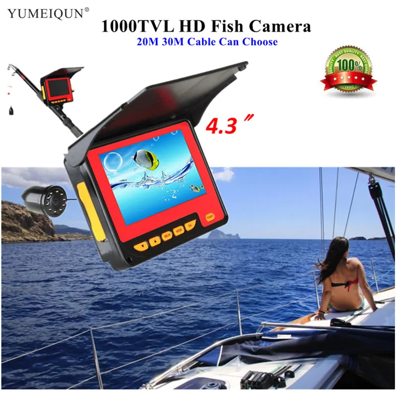 4," монитор рыболокатор подводная рыболовная камера Fishfinder видео Запись DVR 1000TVL инфракрасная лампа 8 IR светодиодный рыболокатор