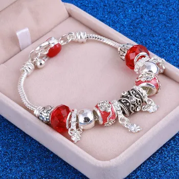 

Fashion Jewelry Natural stone Murano Glass Charms Bracelets & Bangles Leaves beads fits Pan bracelet For Women jewelry