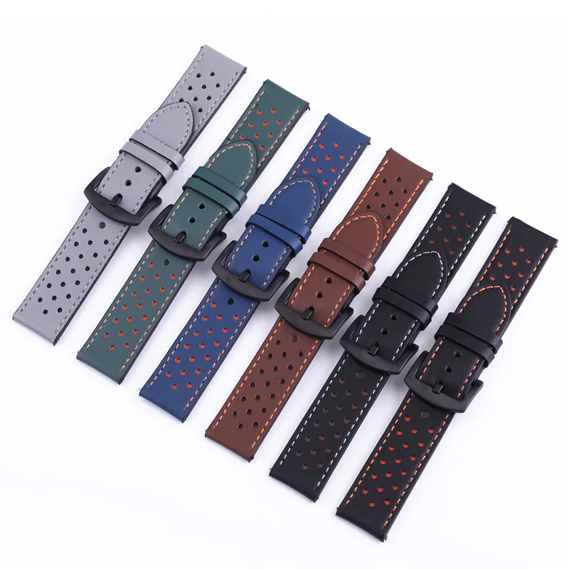 Genuine Cow Leather Watchband Replacement Watch Magic Quick Release Band Steel Buckle Strap Wrist Belt Bracelet Accessories