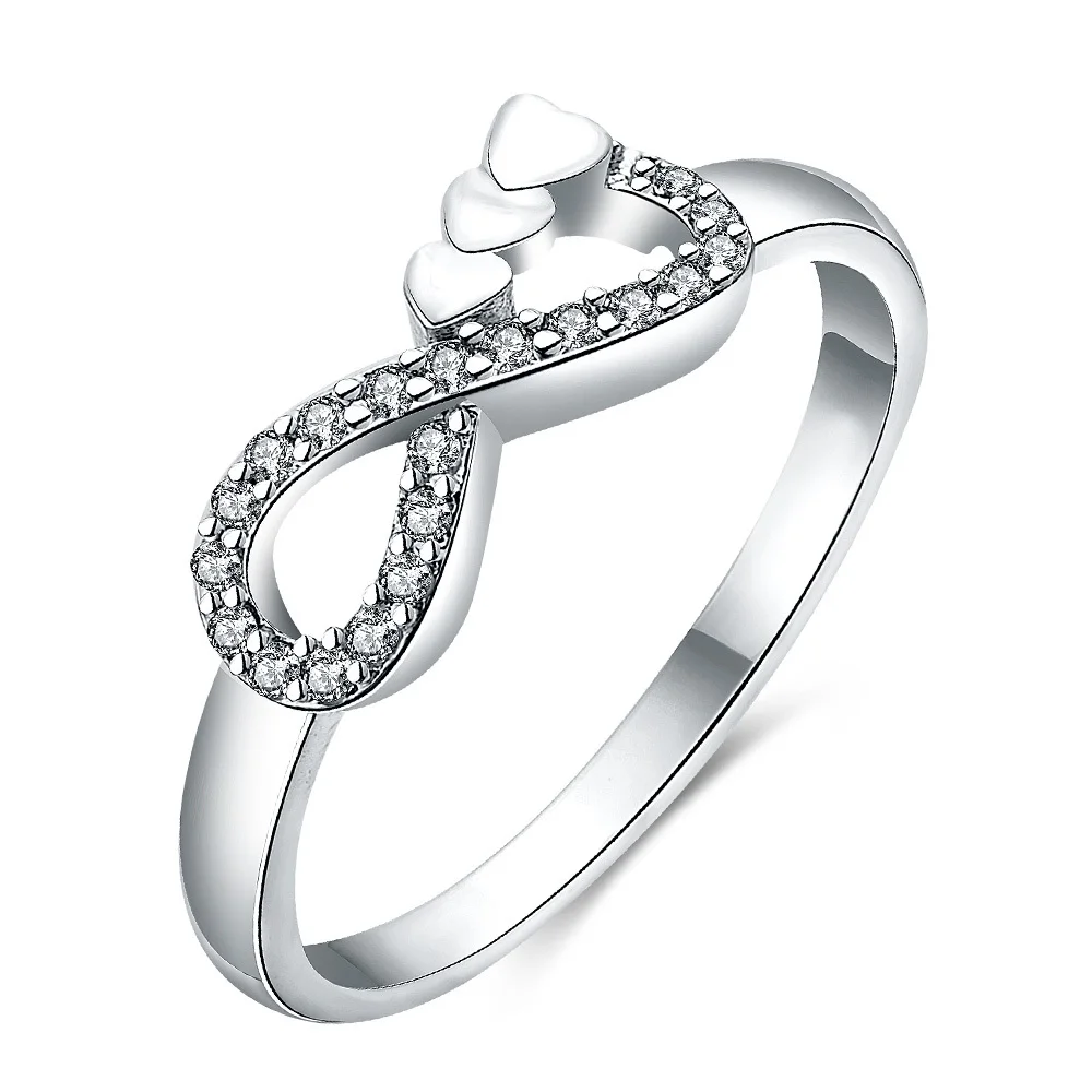 New Design Fashion Alloy Crystal Rings Gold /Silver Color Infinity Ring Infinty Statement Jewelry Wholesale for Women | Украшения и