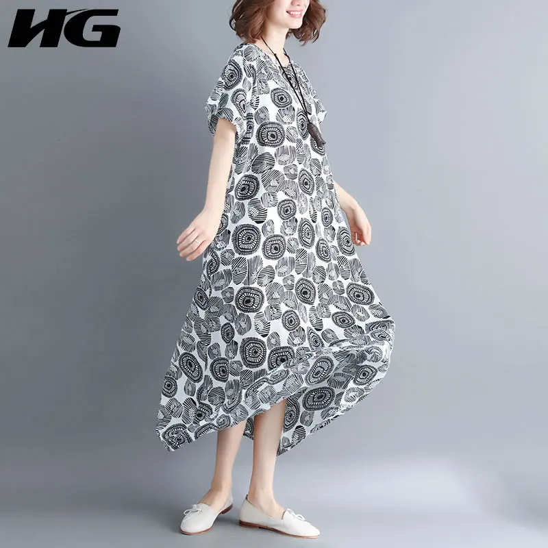 [HG] Женская корейская мода 2019 весеннее Новое свободное платье с круглым вырезом и