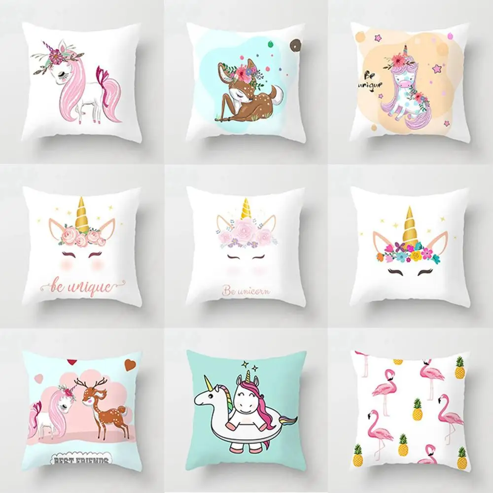 

45*45 Pillow Cover Unicorn Sofa Decorative Cushion Covers Cartoon Animal Seat Cushion Chair Home Decor Pillow Case Pillowcase