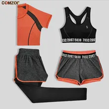 Лидер продаж, Женский комплект из 3/4 предметов, футболка+ бюстгальтер+ шорты+ штаны, быстросохнущая одежда для занятий спортом на открытом воздухе, женский для фитнеса, спортивные костюмы для йоги