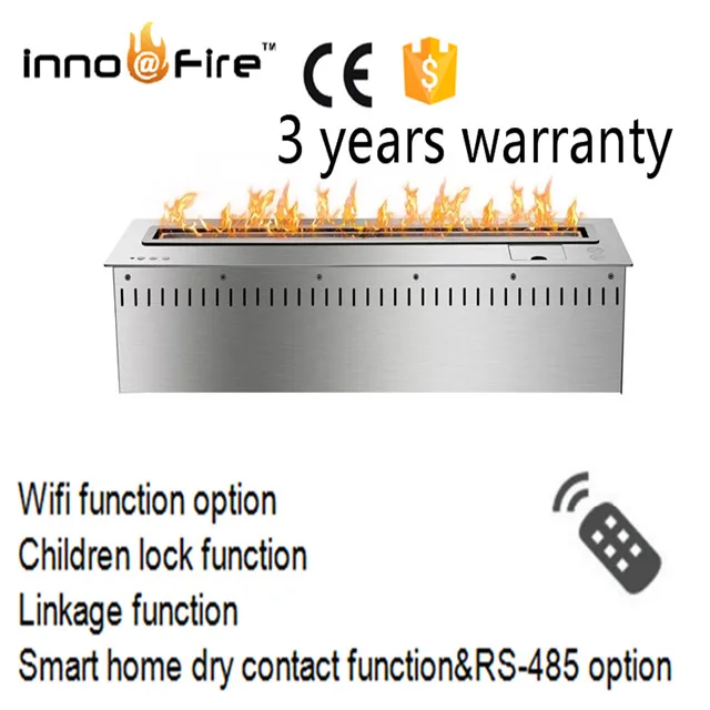 

36 inch Smart remote control black or silver intelligent ethanol fireplace stove