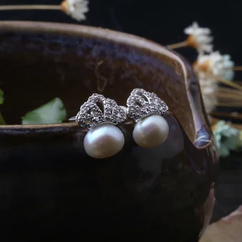 

925 Sterling Silver Freshwater pearl earrings earrings