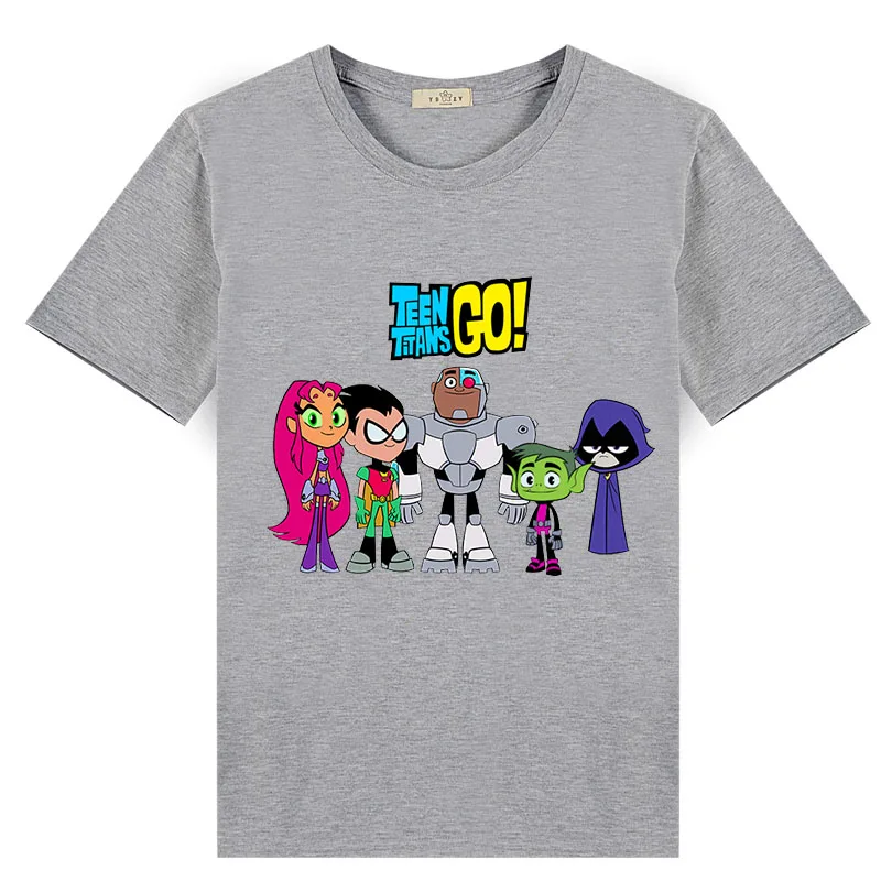 

2019 new arrive 11 colors 100% cotton Teen Titans Go cartoon t shirt for boys and girls 2 4 6 8 10 12 T