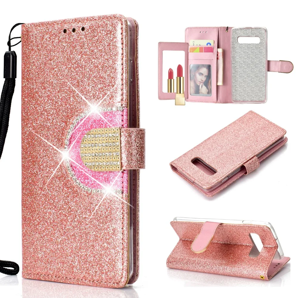 Luxury Glitter Crystal Sparkle Shiny Bling Ultra Slim Thin Soft Leather