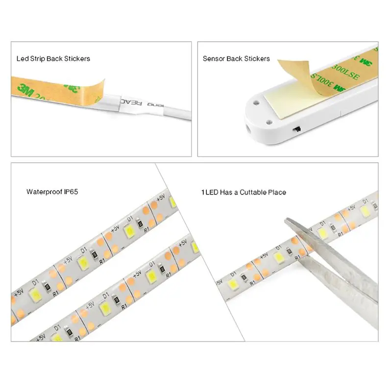 Светодиодный светильник USB лампа лента PIR Montion Датчик гибкий водонепроницаемый теплый белый 1 м 2 м 3 м шкаф гардероб для лестниц коридора