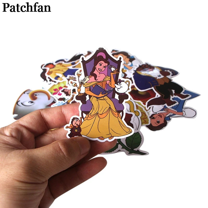 Patchfan 18 шт. красота и чудовище мультфильм наклейки для скрапбукинга DIY ноутбук скейтборд мотоцикл Дома Декоративные значки A2016