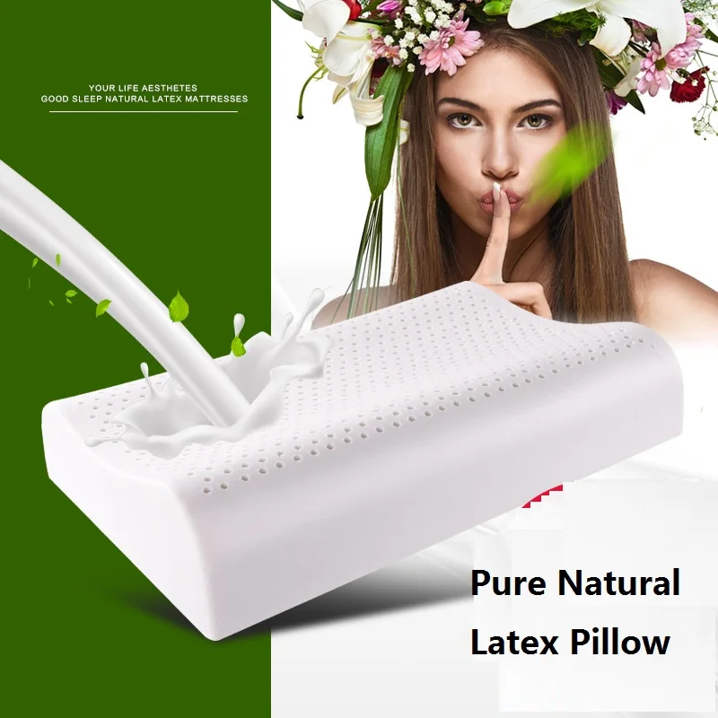 Pure Natural Latex Pillow Cervical Pillow Memory Support Rubber Adult